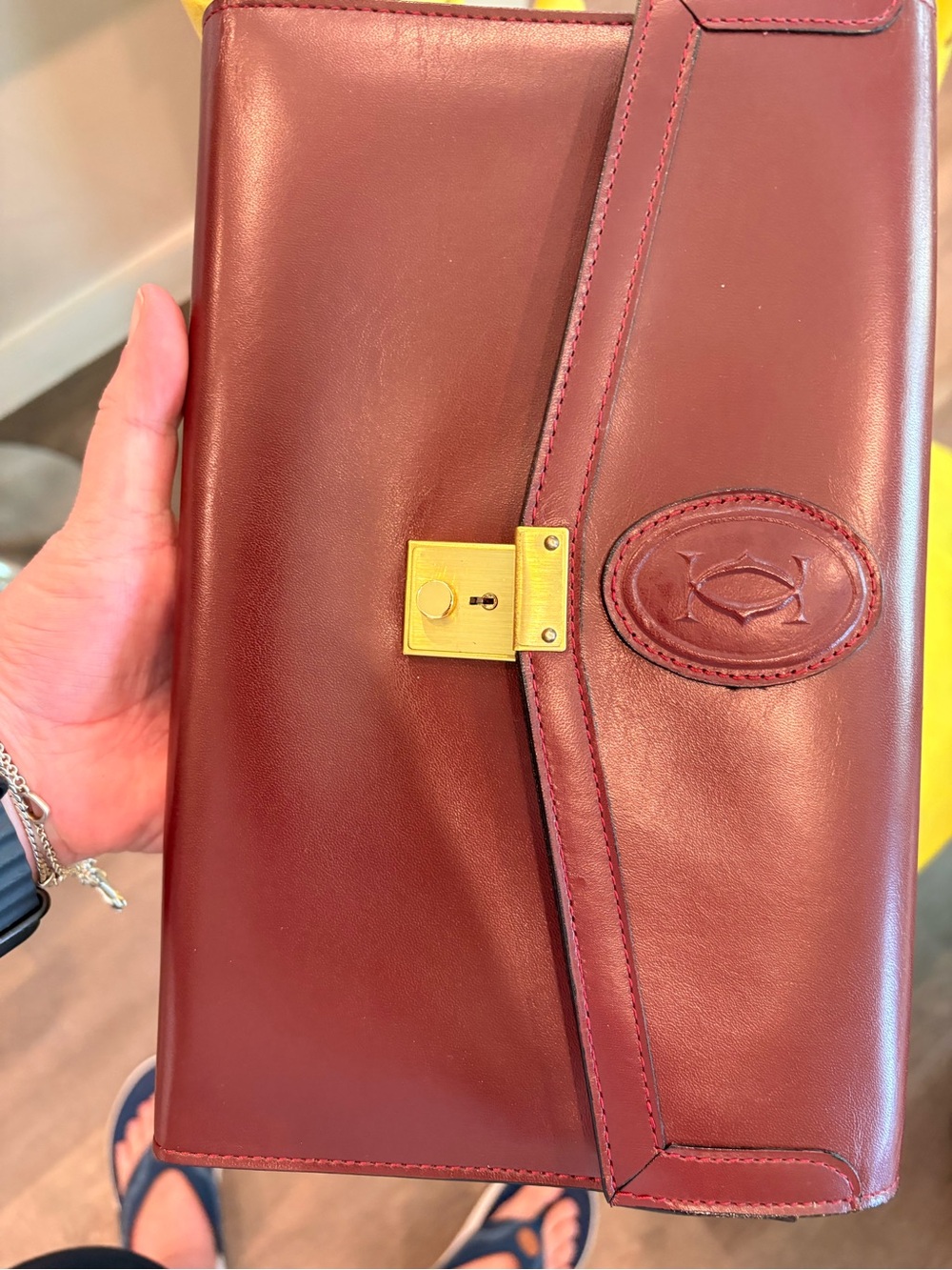 Cartier Le Must 1980/1990 Leather Clutch Bag in Oxblood with COA